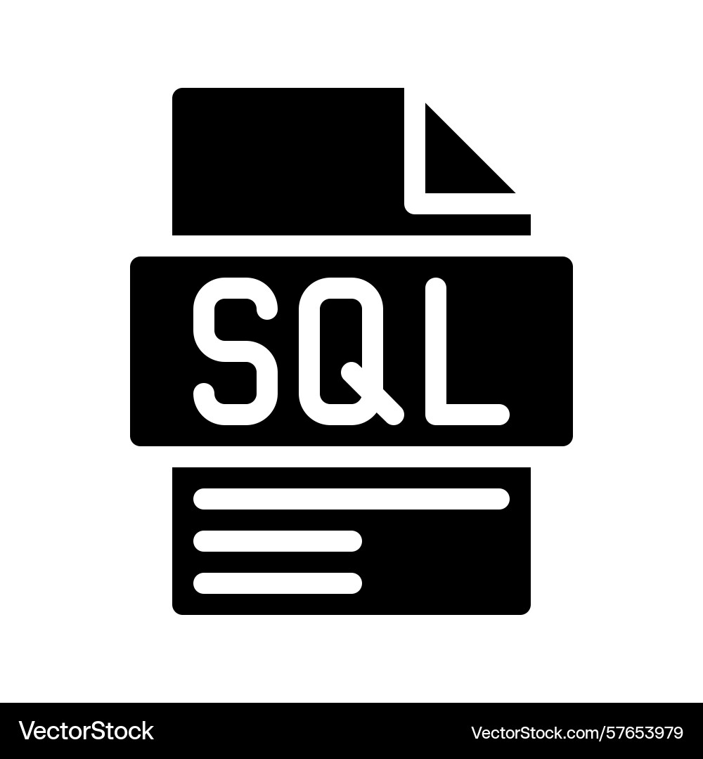 Sql glyph icon file document Sql glyph icon file document vector image