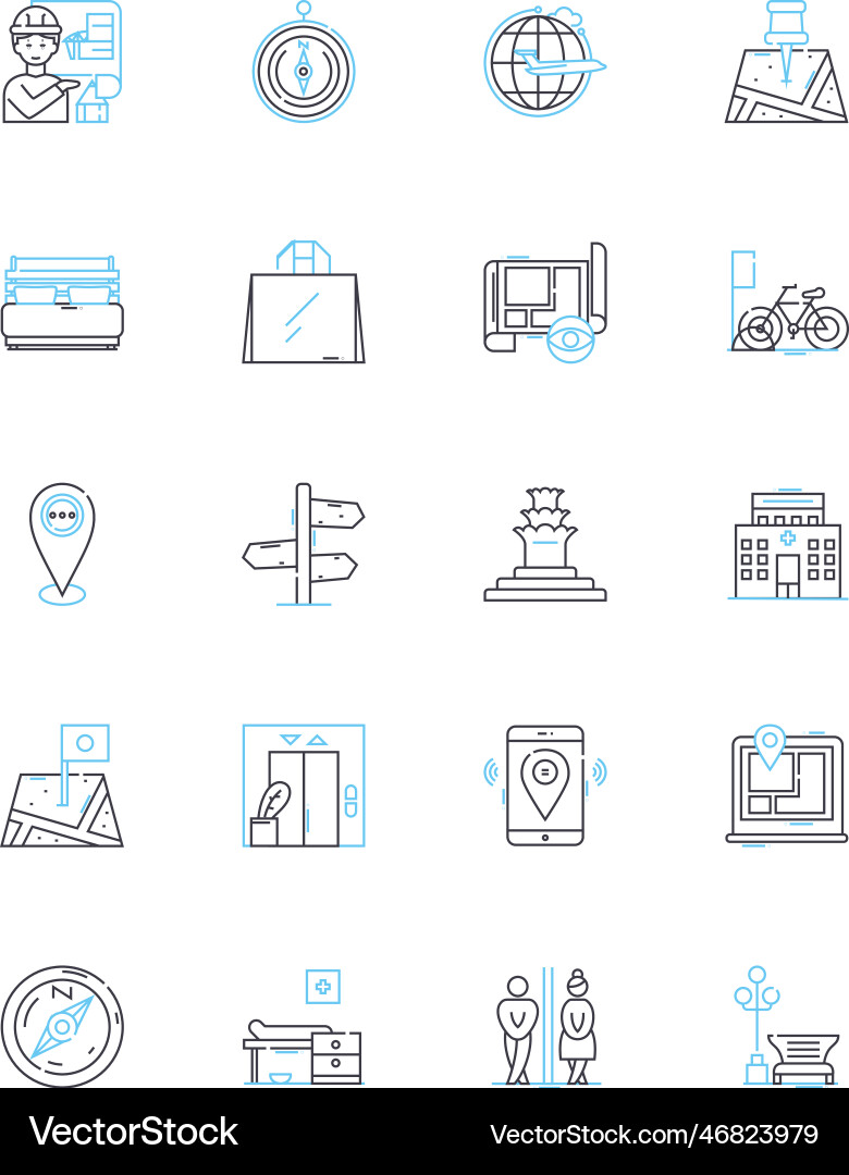 Street grid linear icons set intersection Street grid linear icons set intersection vector image