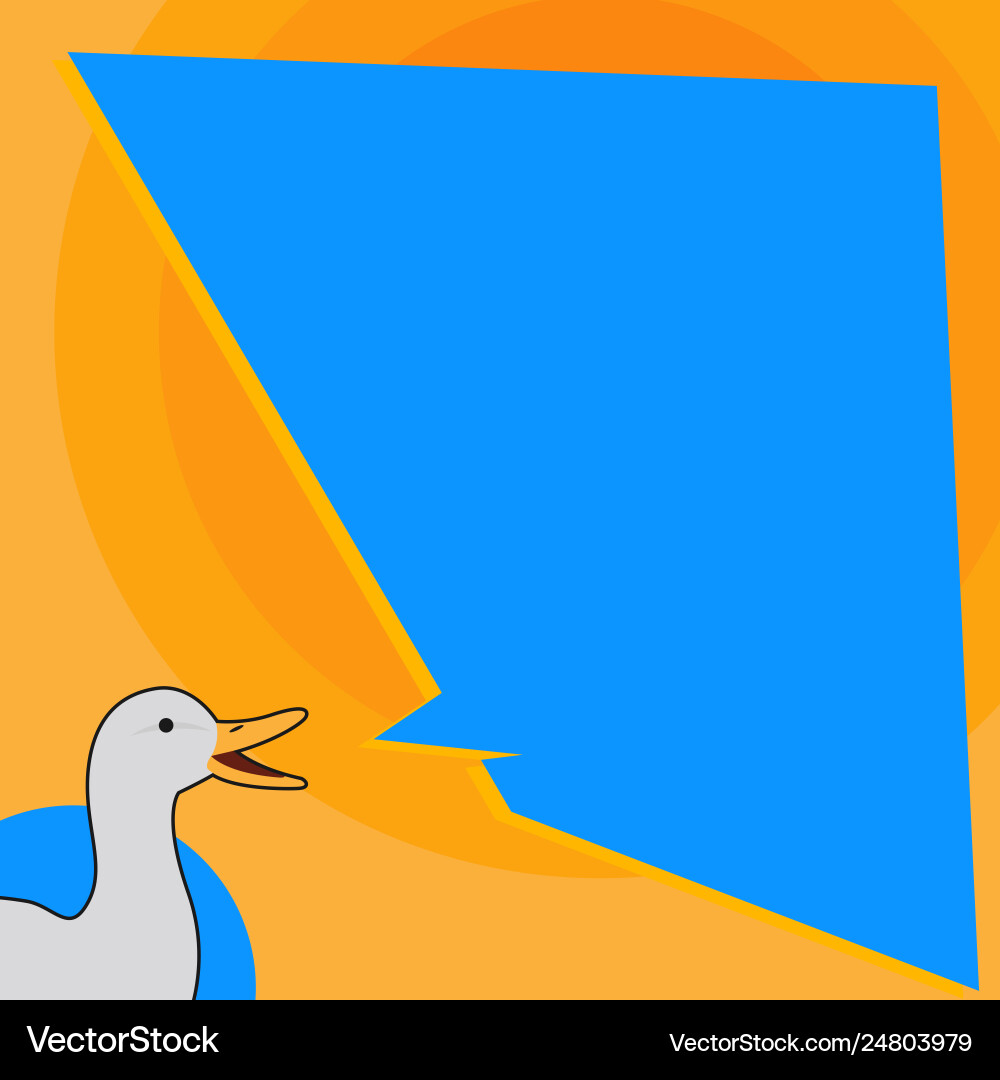 White duck talking with uneven shape speech bubble White duck talking with uneven shape speech bubble vector image
