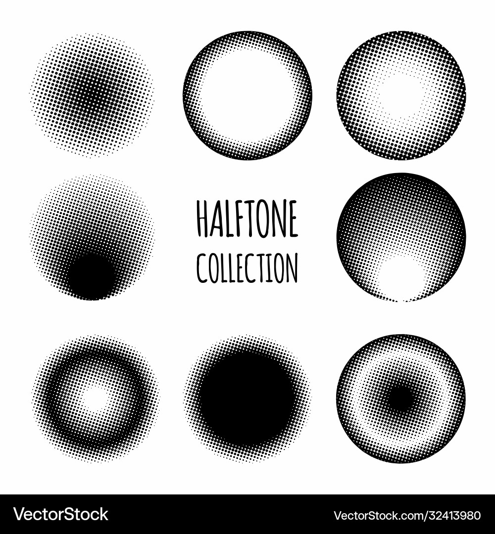 Abstract circle halftone pattern collection vector image