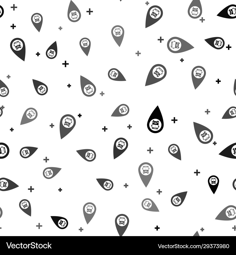 Black map pointer with bus icon isolated seamless Black map pointer with bus icon isolated seamless vector image