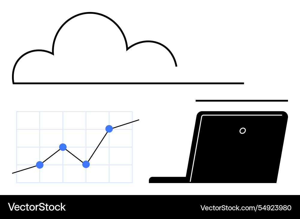 Cloud computing with data analytics and laptop Cloud computing with data analytics and laptop vector image