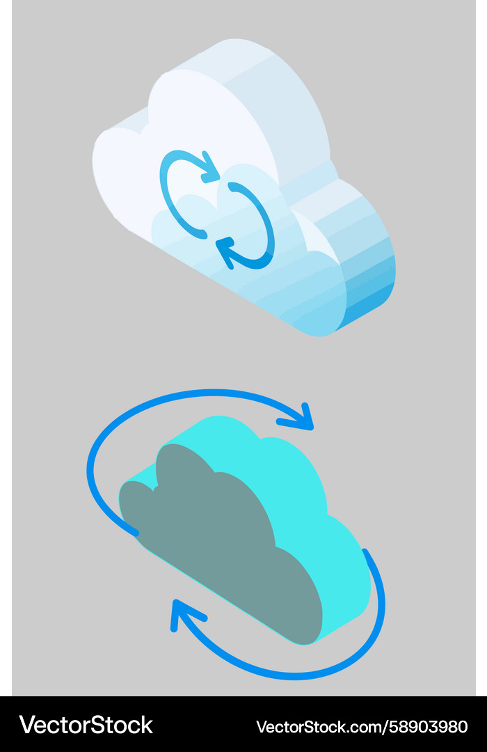 Cloud Synchronization Icons - Circular Arrows Vector Image