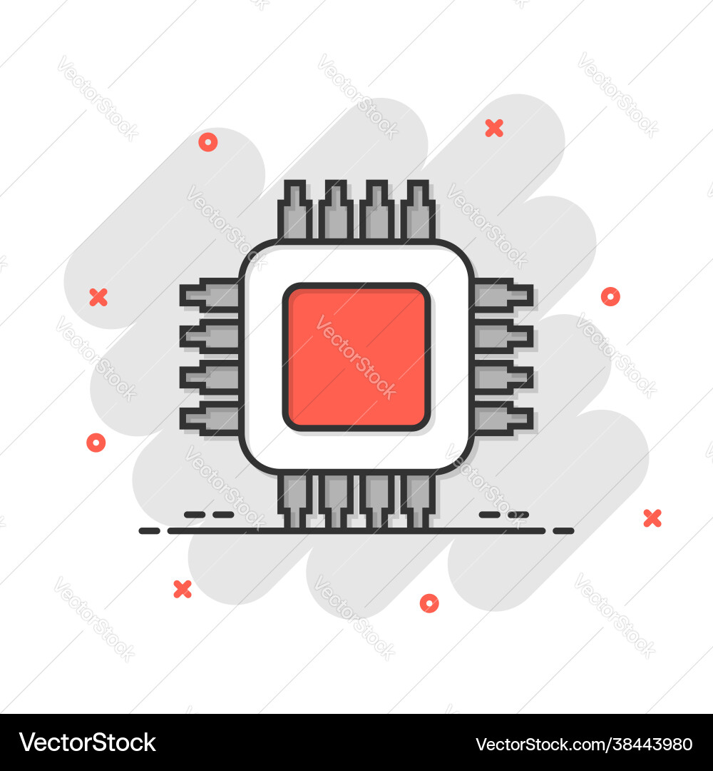 Computer cpu icon in flat style circuit board Computer cpu icon in flat style circuit board vector image