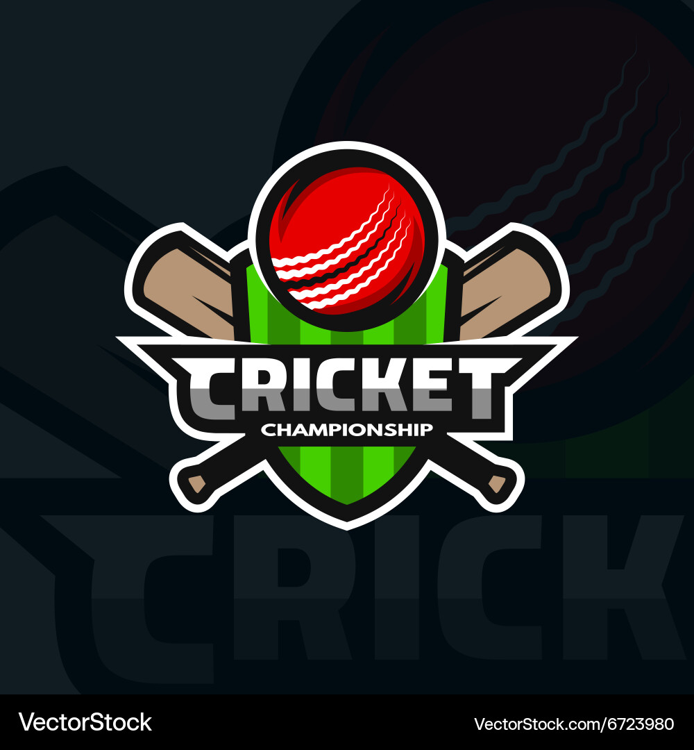 Cricket sports badge emblem Vector Image
