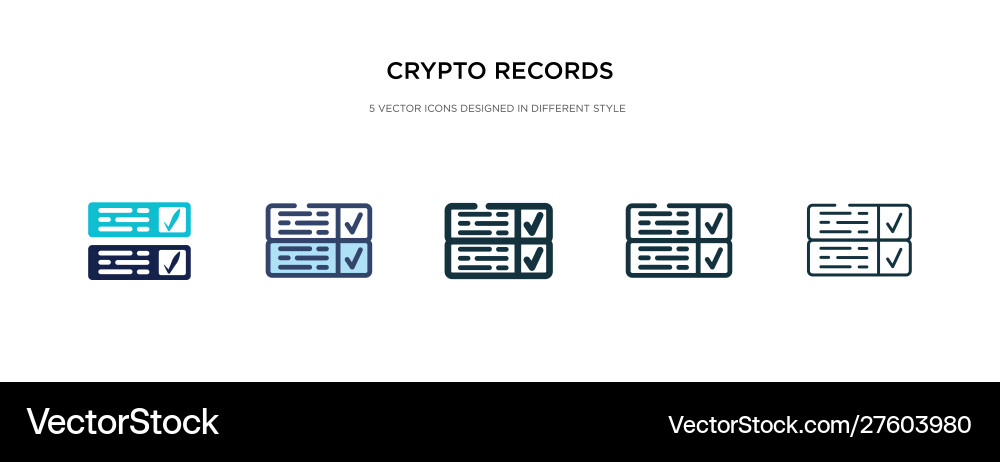 Crypto records icon in different style two Crypto records icon in different style two vector image