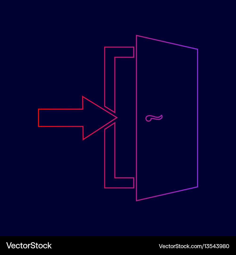 Door exit sign line icon with gradient Door exit sign line icon with gradient vector image