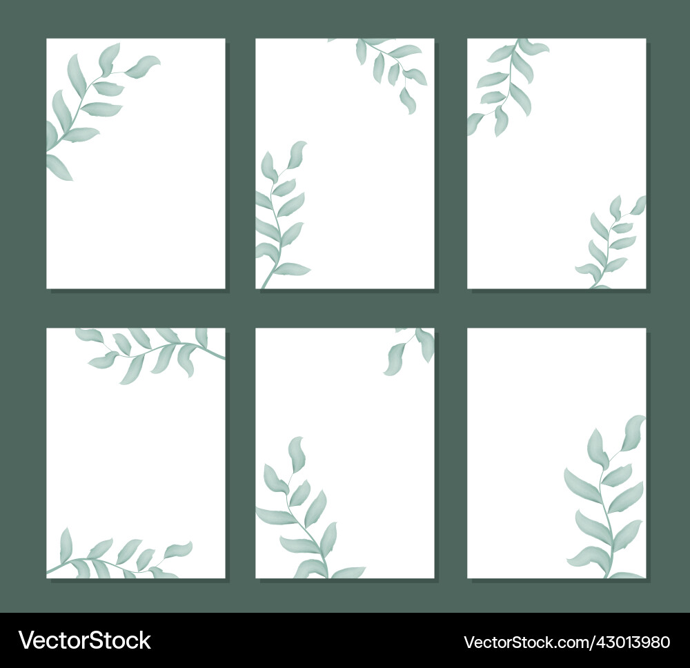 Foliage and greenery set rustic frames Vector Image