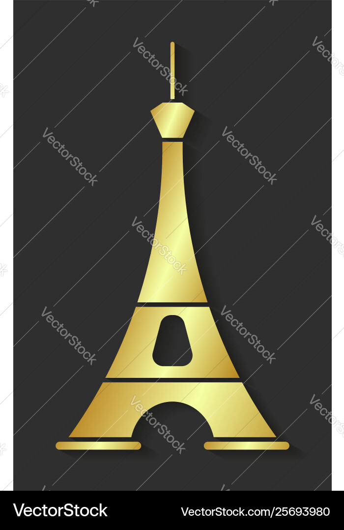 Golden eiffel tower design element for maps Golden eiffel tower design element for maps vector image