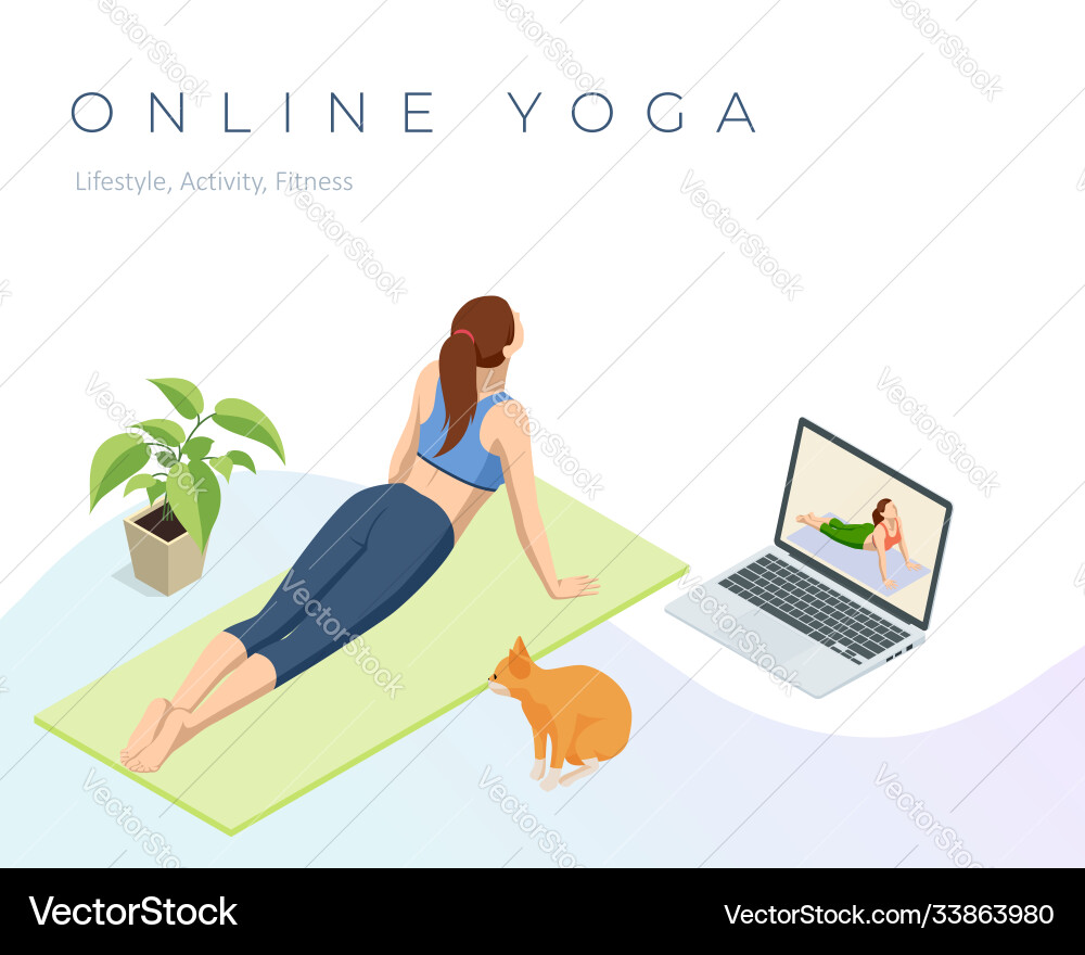 Isometric sporty young woman doing yoga practice Isometric sporty young woman doing yoga practice vector image