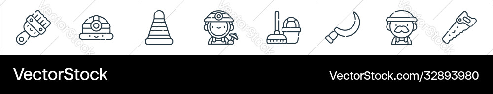 Labour day line icons linear set quality Labour day line icons linear set quality vector image