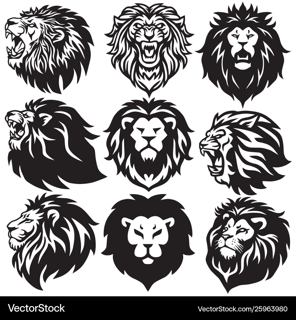 Lion Logo Set - Premium Collection vector image