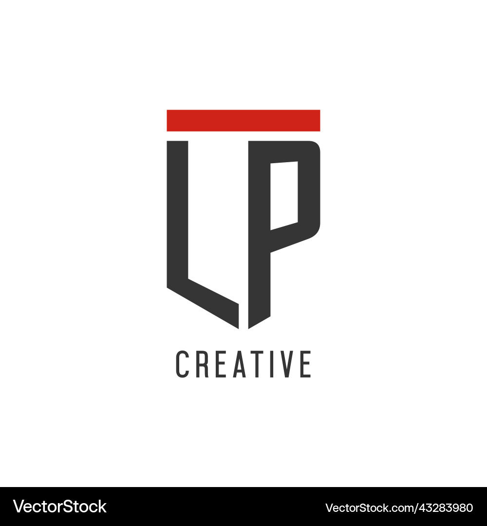 Lp initial esport logo with simple shield design Lp initial esport logo with simple shield design vector image