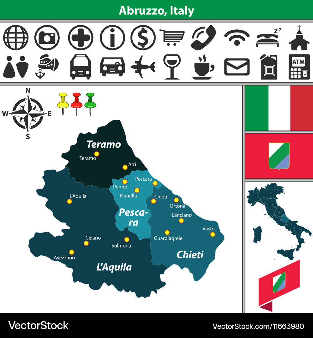 Map Of Abruzzo Royalty Free Vector Image VectorStock Map Of Abruzzo Vector 11663980