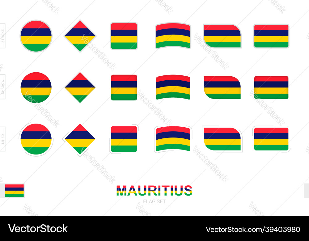 Mauritius flag set simple flags of Vector Image