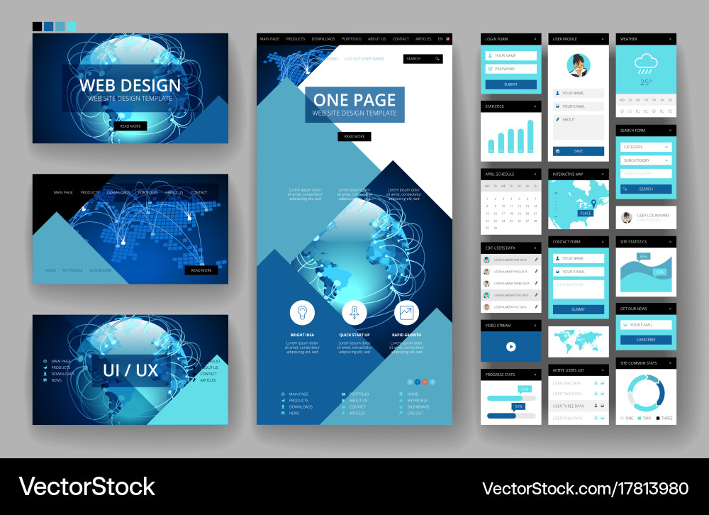 Modern Website Header & Interface Elements vector image