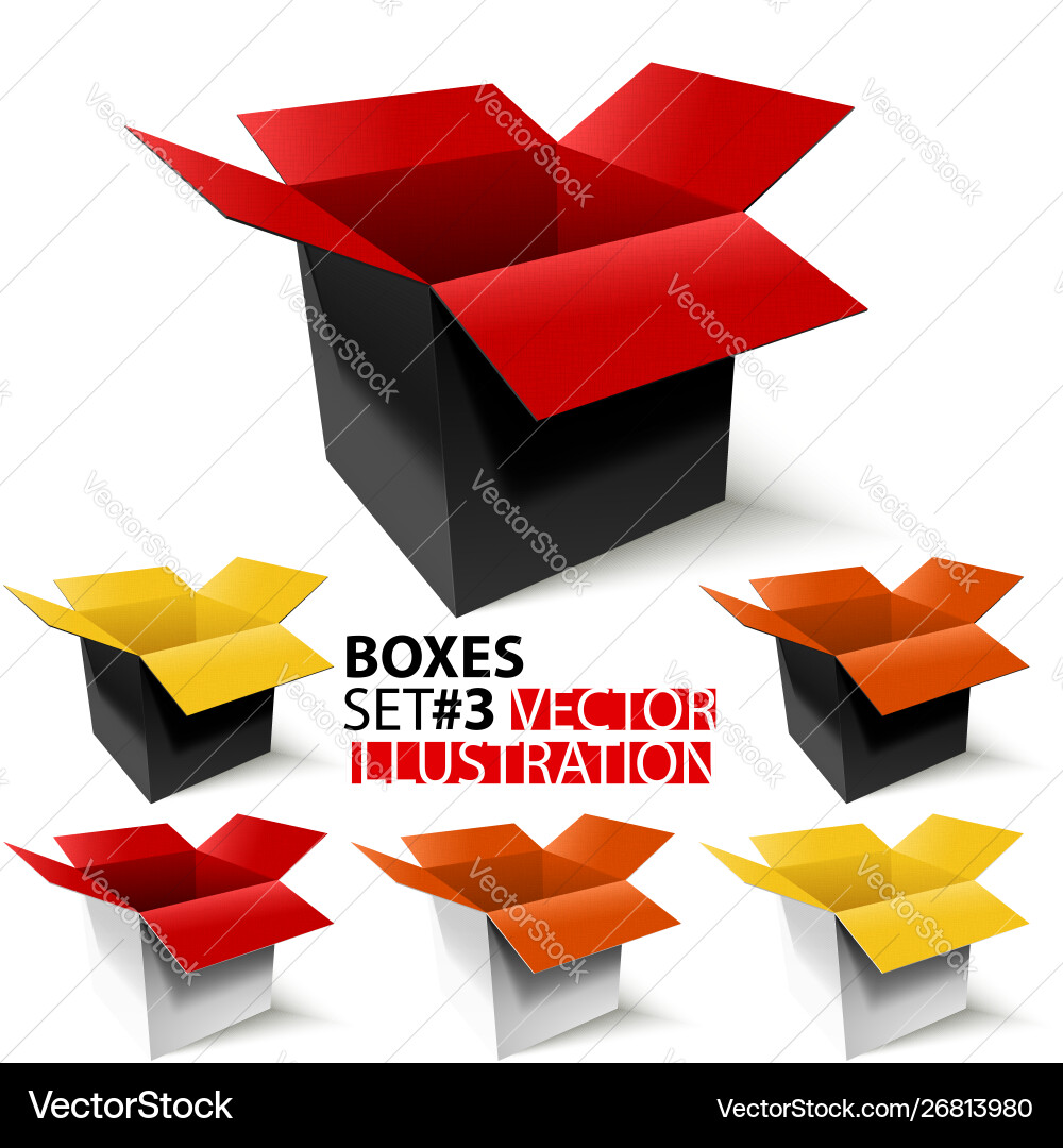 Multicolored Open Boxes Set vector image