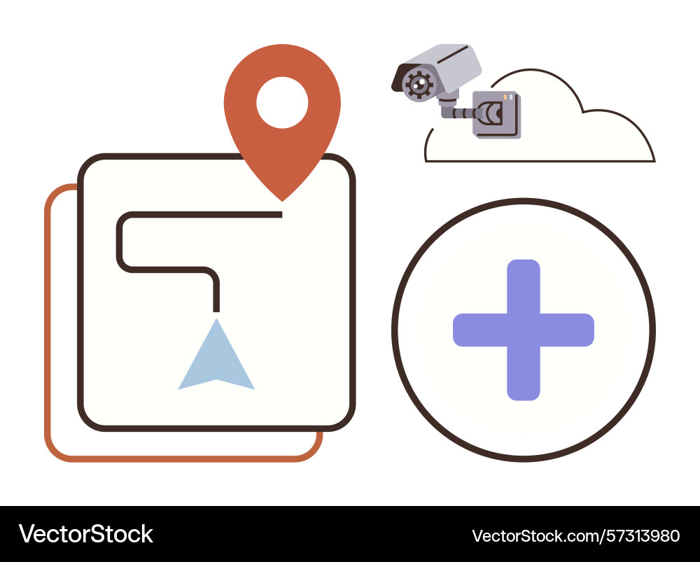 Navigation path location pin cloud security vector image