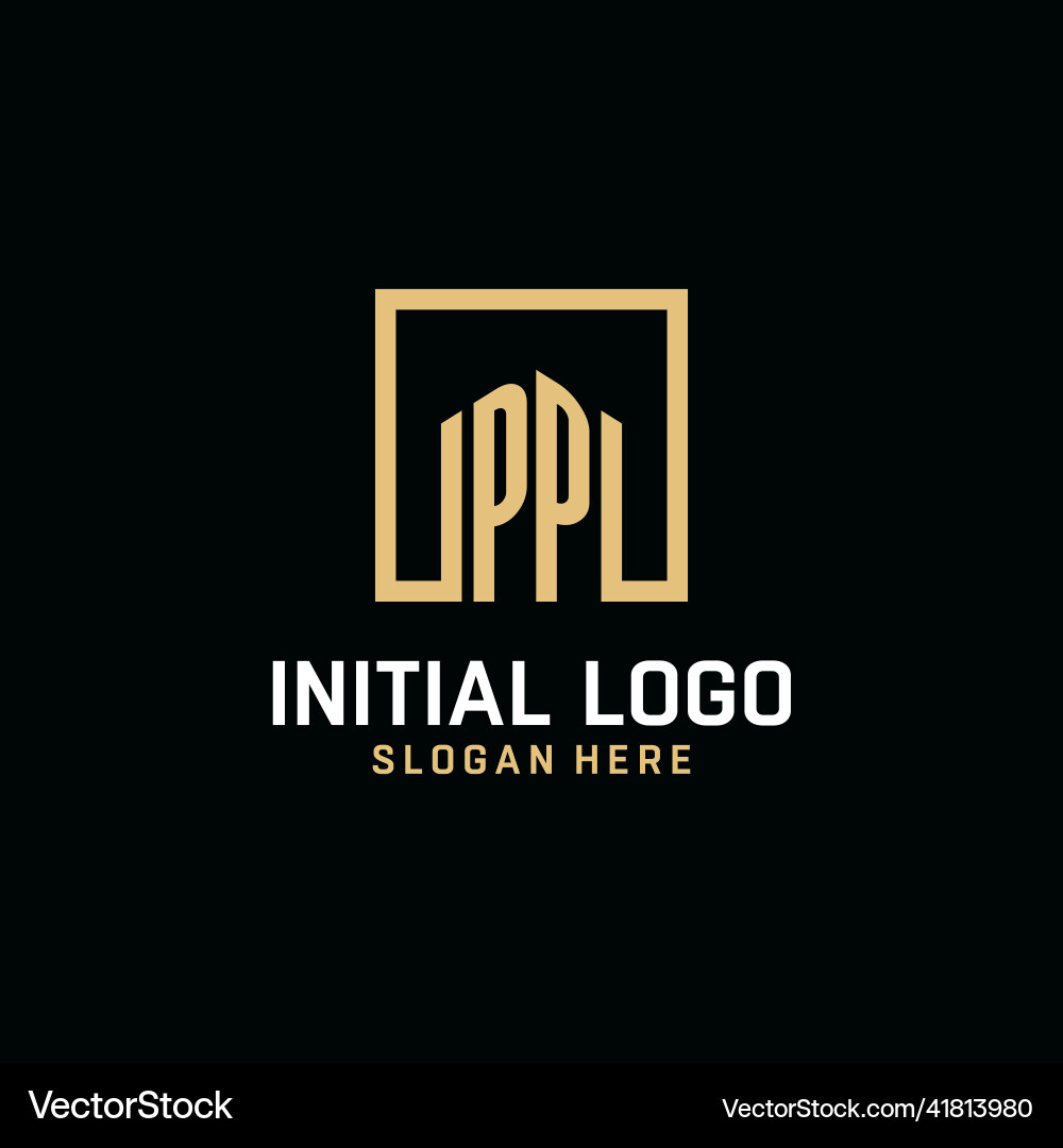 Pp initial monogram logo design with square shape Vector Image
