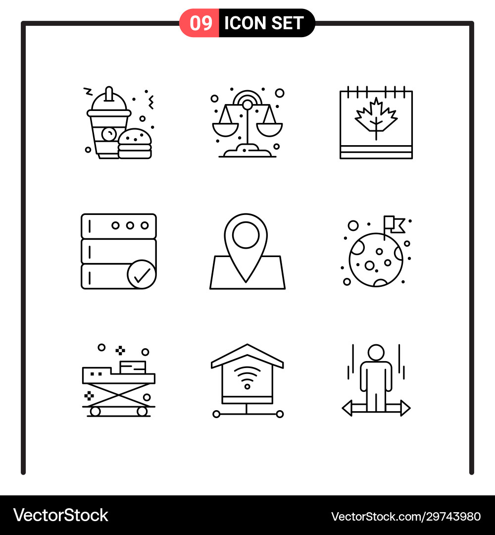 Set 9 line style icons for web and mobile Set 9 line style icons for web and mobile Vector Image
