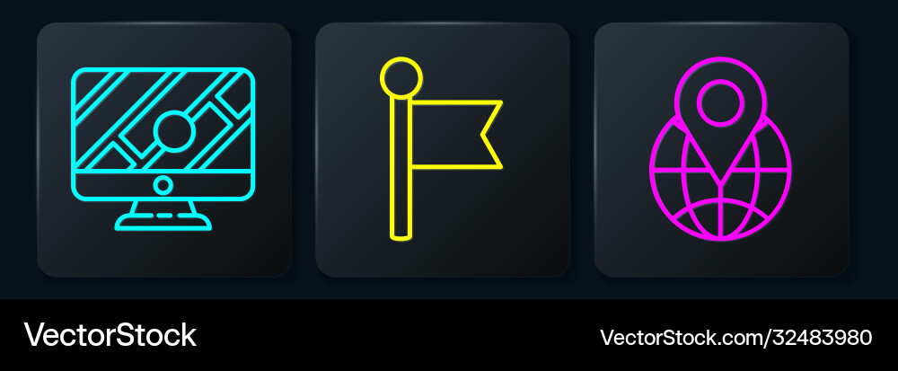Set line monitor with location marker Set line monitor with location marker vector image