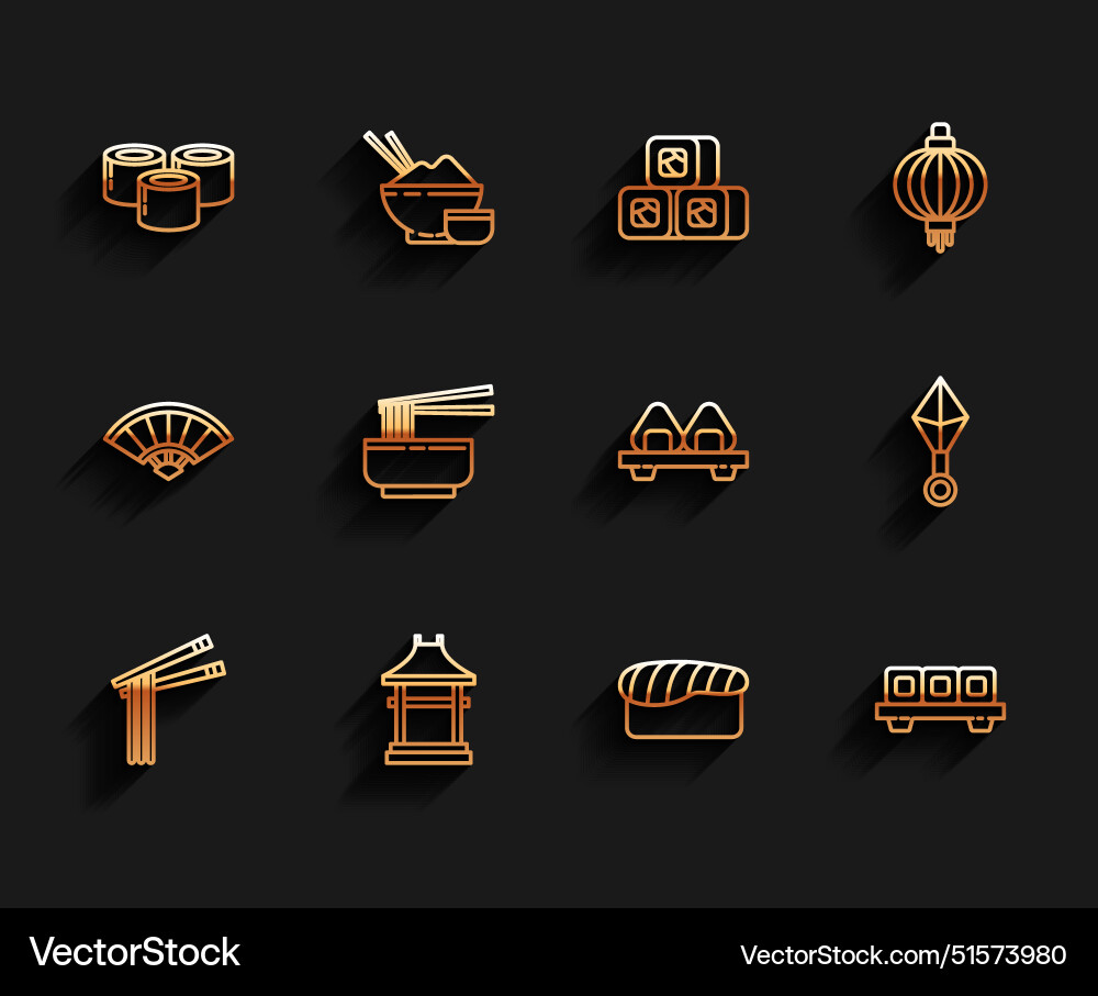 Set Linie asiatische Nudeln und Copsticks japan Gate Set Linie asiatische Nudeln und Copsticks japan Gate vektorbild