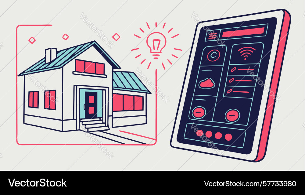 Smart home automation controlled by tablet Vector Image