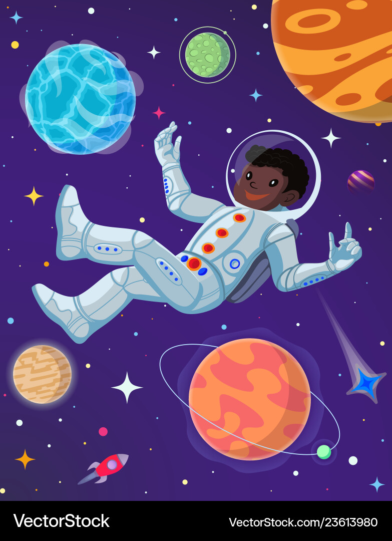 Spaceman at open space floating in antigravity Spaceman at open space floating in antigravity vector image
