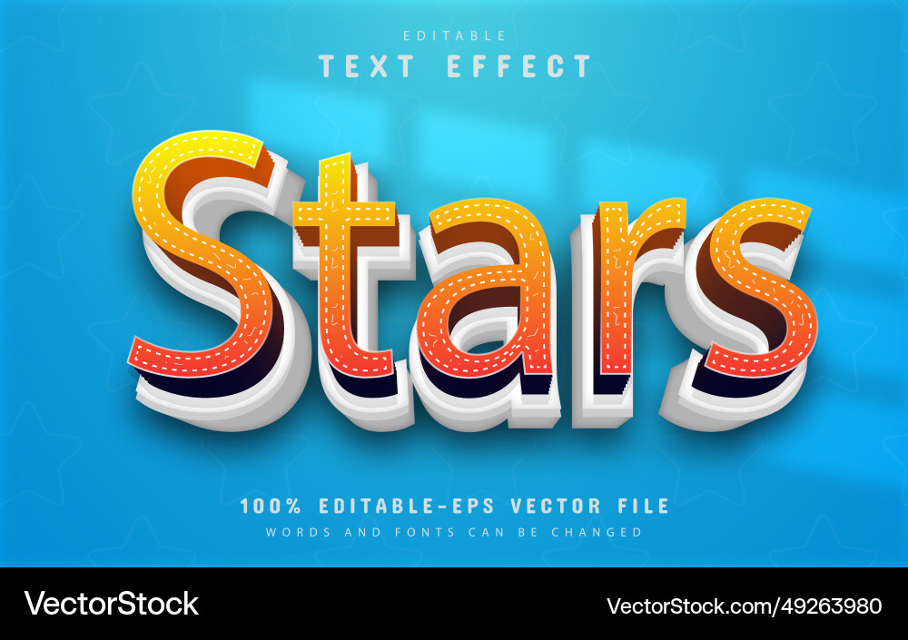 Stars text effect with pattern Vector Image