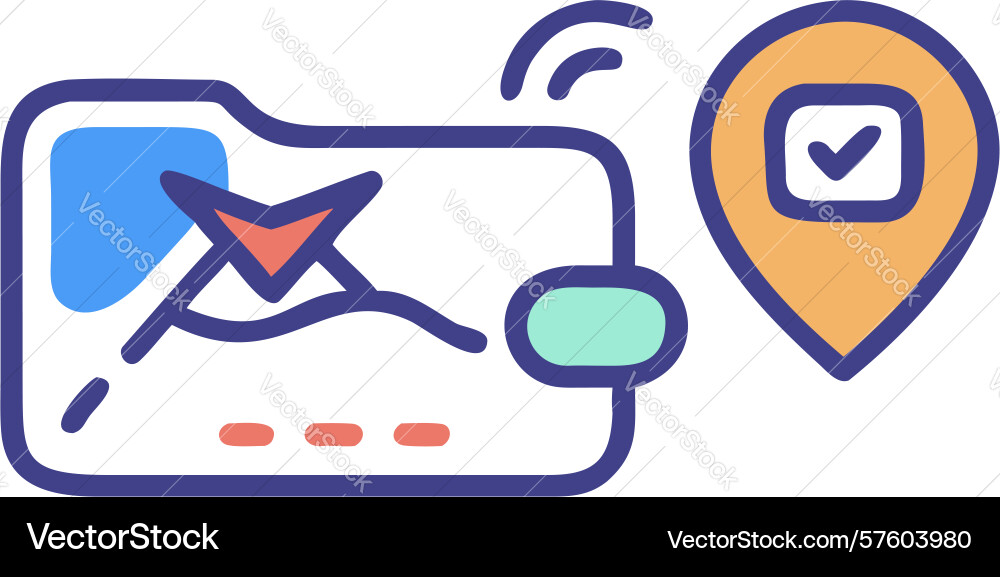 Verified location pin on map confirmation icon vector image