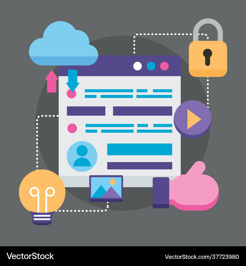 Webpage with ux ui icons Vector Image