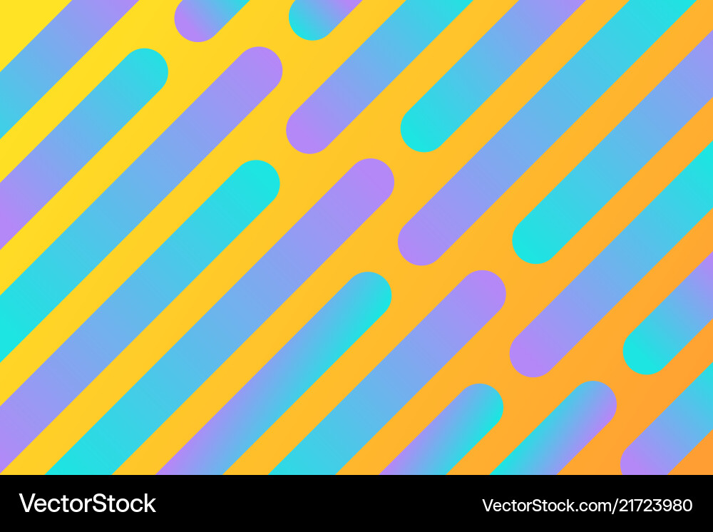 Yellow background with multicolored diagonal lines Vector Image