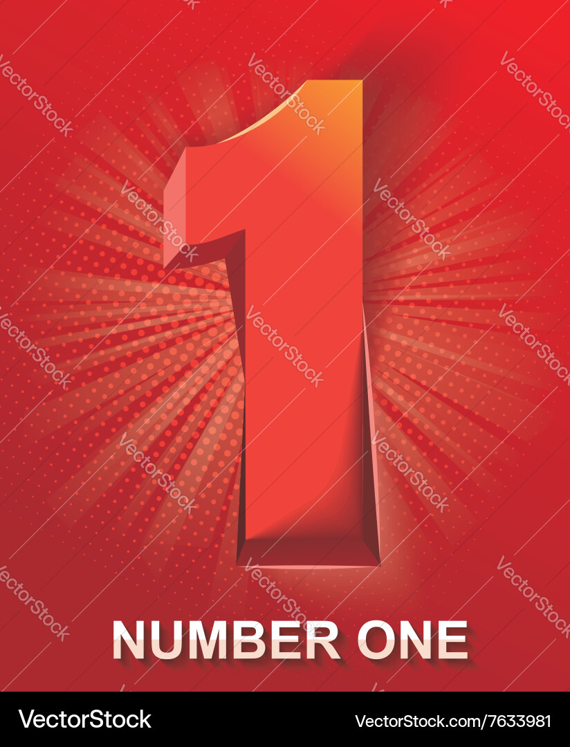 3d shiny number one on abstract background vector image