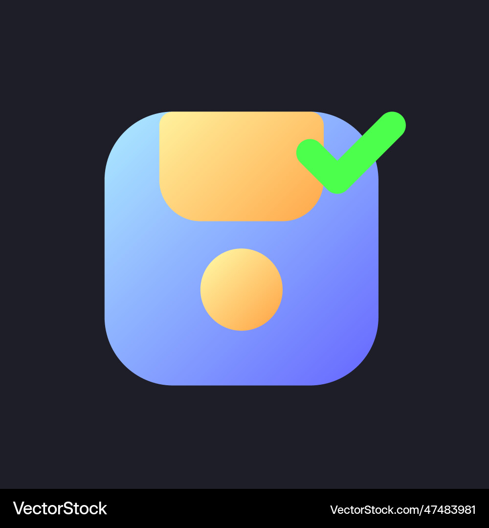 Apply saving flat gradient fill ui icon for dark Apply saving flat gradient fill ui icon for dark Vector Image