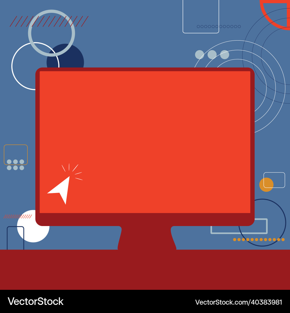Cursor in a big blank screen monitor searching Cursor in a big blank screen monitor searching vector image