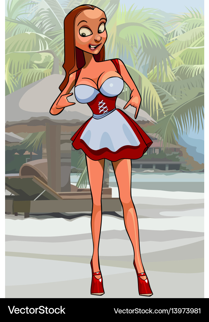Cute Bavarian Waitress Cartoon Vector Image