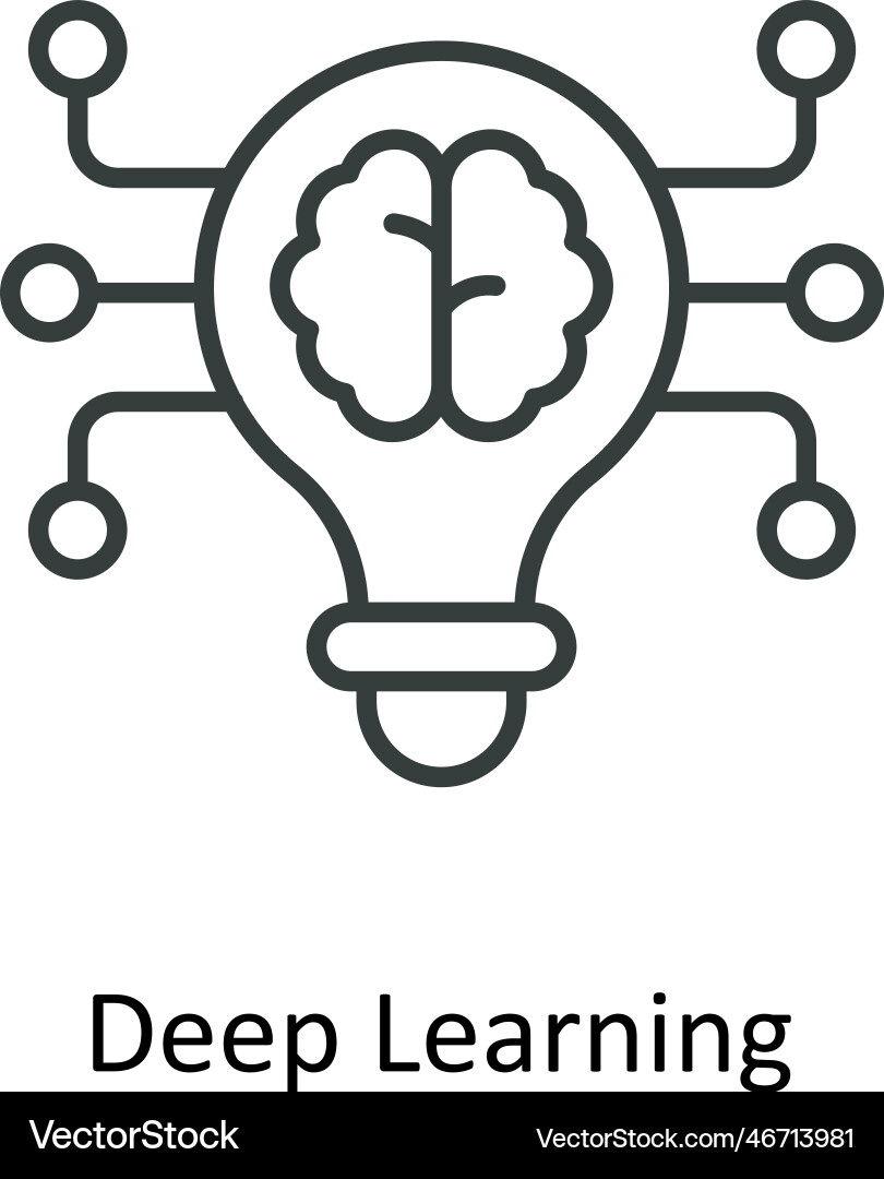 Deep learning outline icons simple stock Vector Image