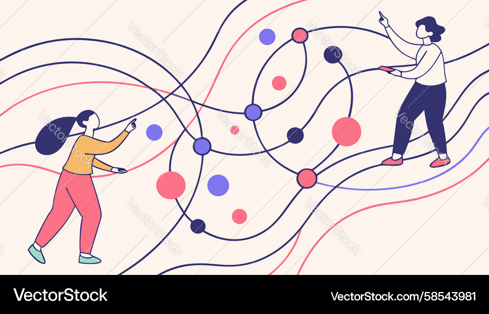 Digital Network Interaction Vector Image