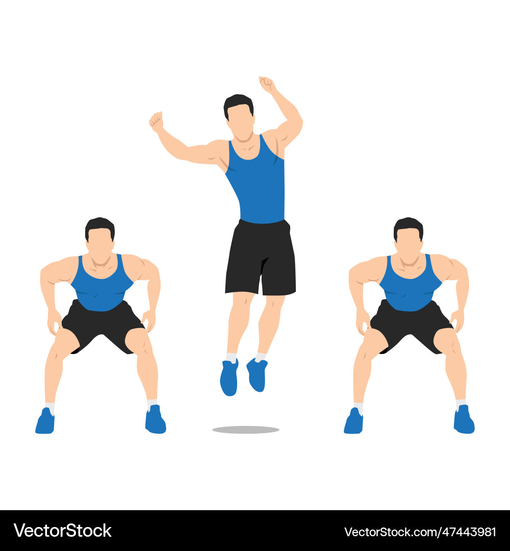 Man doing side to jump squat exercise Vector Image