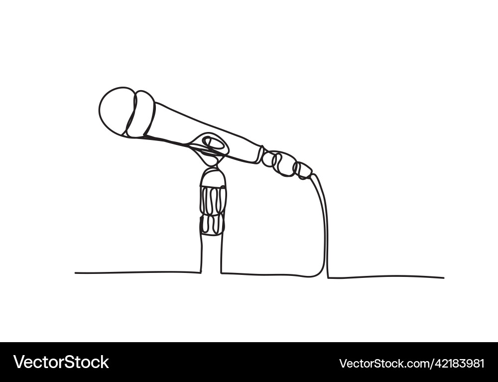 Microphone on a white background continuous line Microphone on a white background continuous line Vector Image
