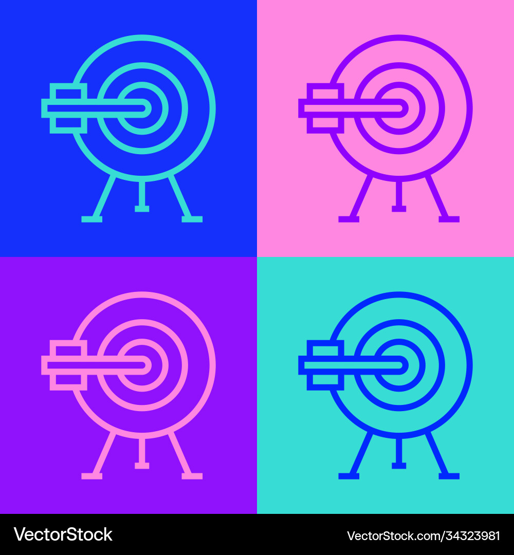 Pop art line target with arrow icon isolated Pop art line target with arrow icon isolated vector image