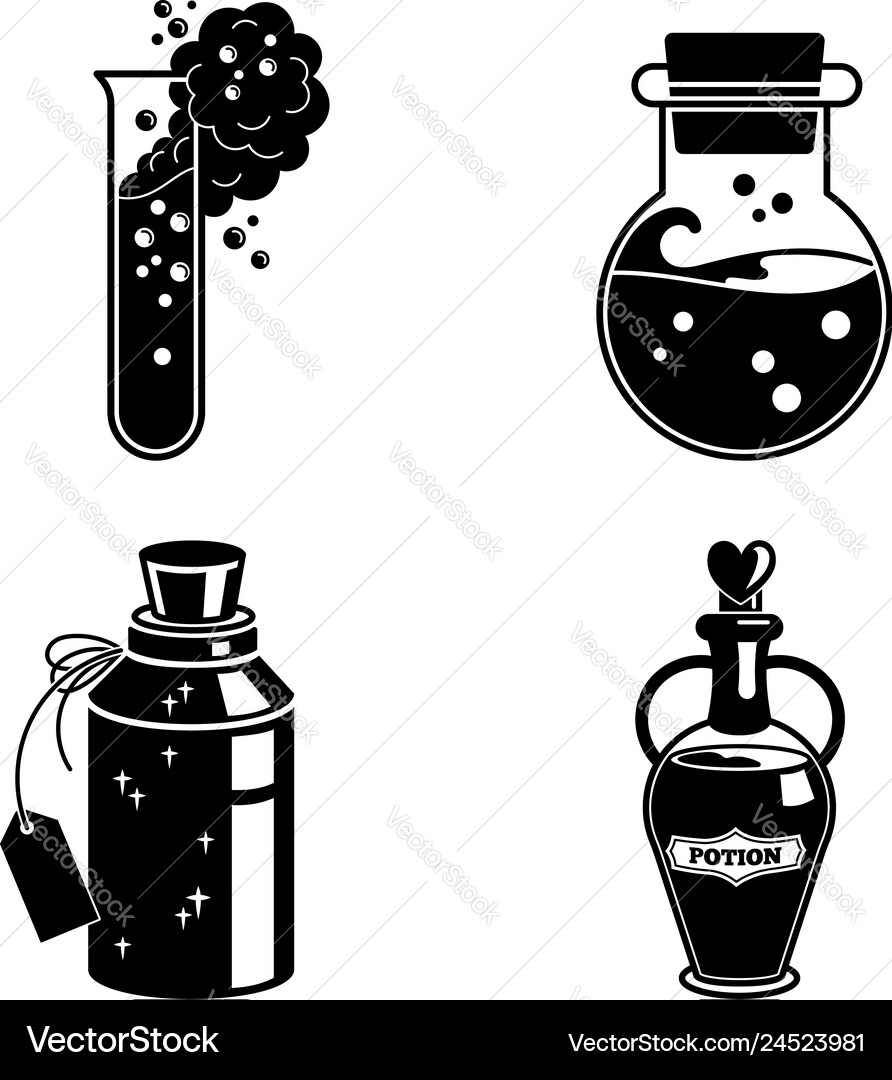 Potion icons set simple style vector image