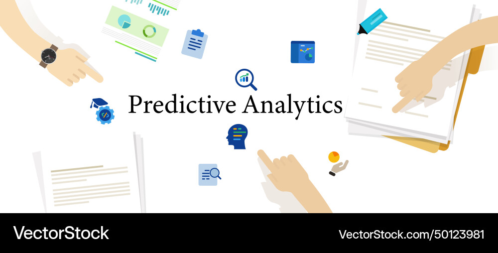 Predictive analytics data information machine Predictive analytics data information machine Vector Image
