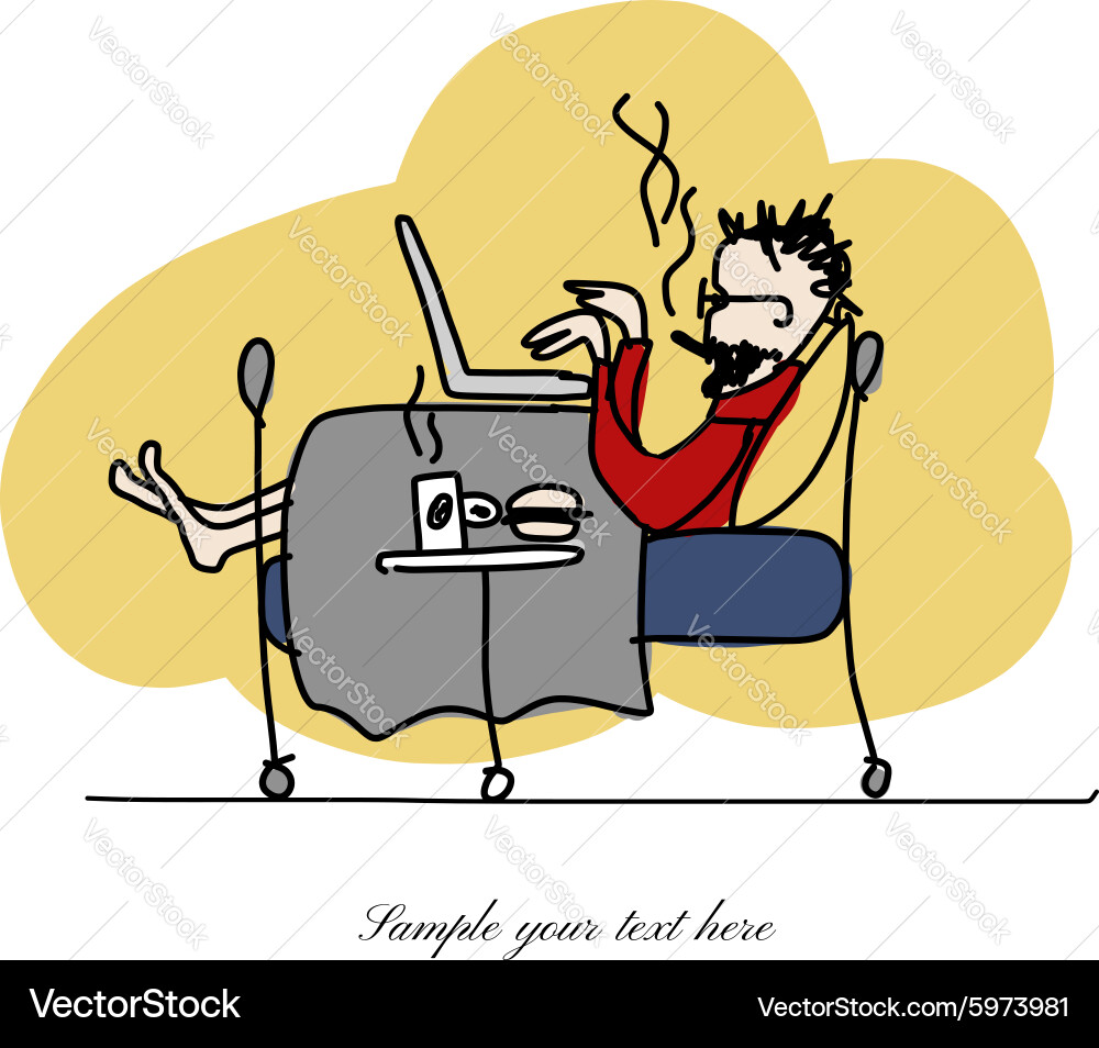 Programmer at work sketch for your design Vector Image