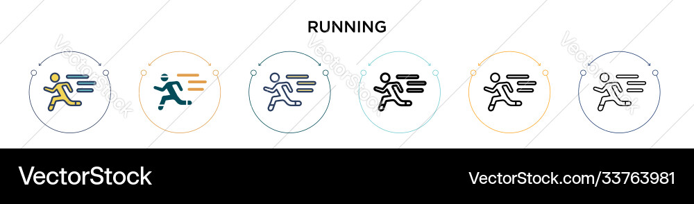 Running icon in filled thin line outline vector image