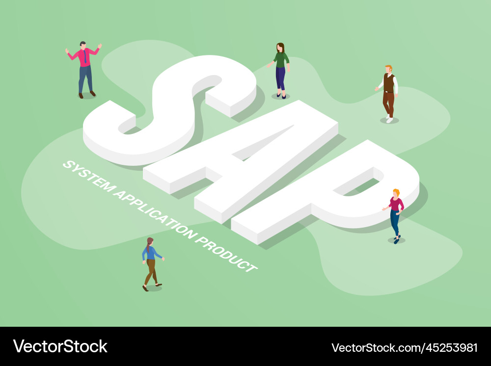 Sap system application product concept big text Sap system application product concept big text vector image