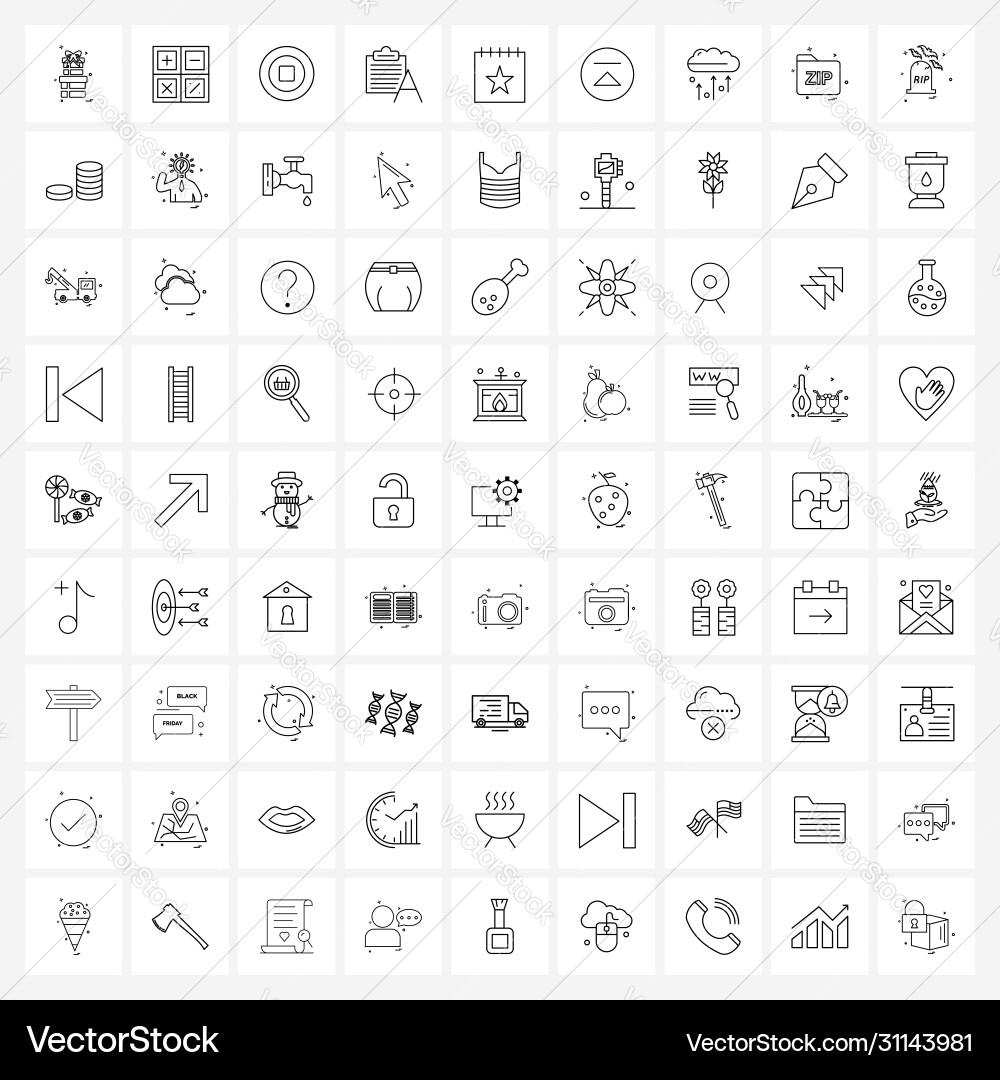 Set 81 simple line icons for web and print Vector Image