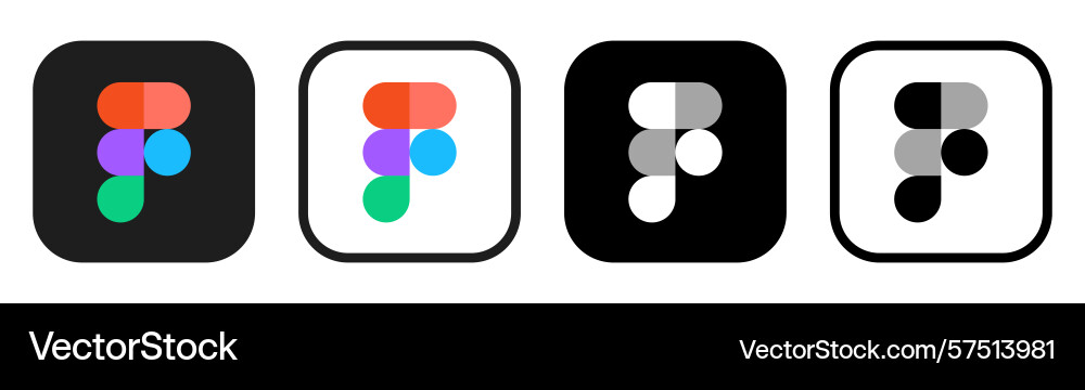 Set of different figma mobile app icons isolated vector image