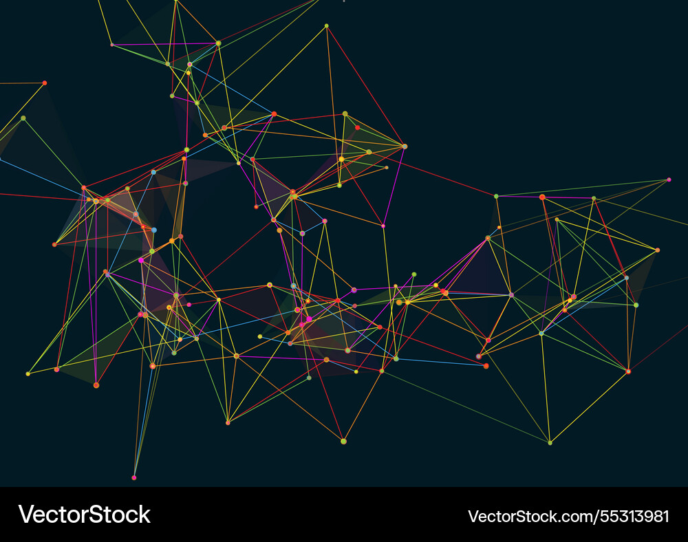 Techno background with connecting low poly design vector image