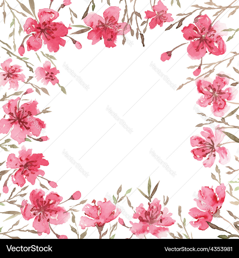 Watercolor Floral Spring Backdrop Vector Image